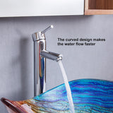 Vessel Sink, 21.6" Bathroom Sink Multicolor Irregular Teardrop Glass Bowl Sinks for Countertop Washbasin