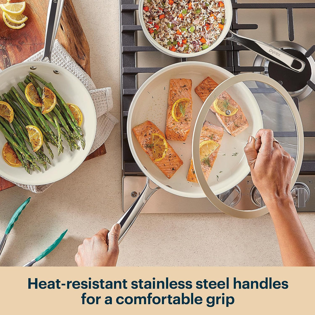 8-Piece Ceramic Cookware Set, Pots and Pans with Lids & Handles | Healthy nonstick ceramic coating, induction