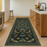 8 ft Long Hallway Runner Rug - Boho Green Rug for Kitchen Floor, Entrance Indoor, Washable Wide Runn