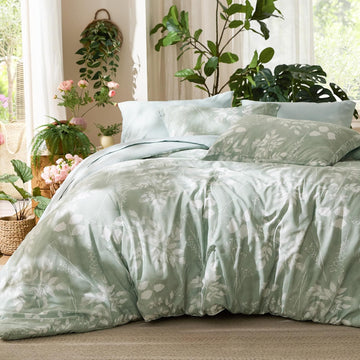Comforter Set - 7 Pieces Floral Sage Green GentleSoft Bedding Sets