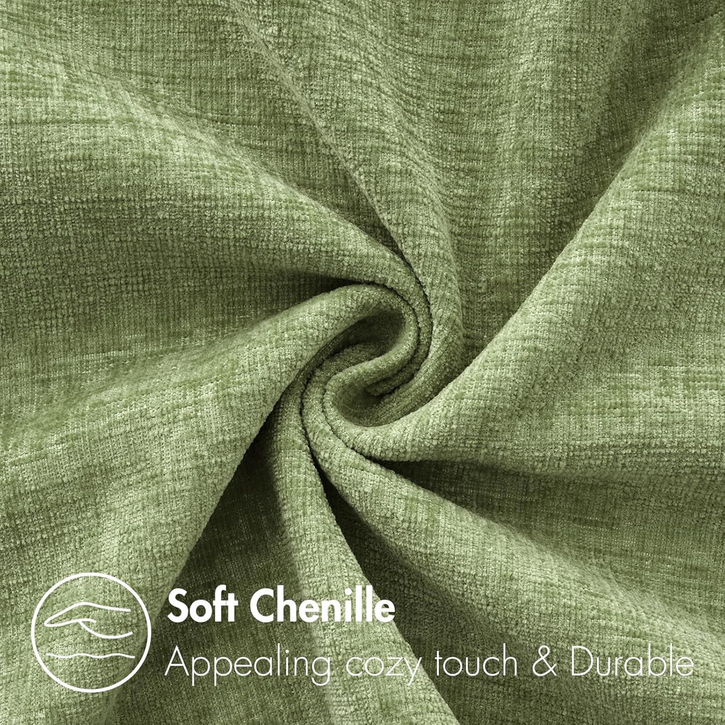 Pack of 2 Couch Throw Pillow Covers 12x20 Inch Spring Soft Sage Green Chenille Lumbar Pillow Covers