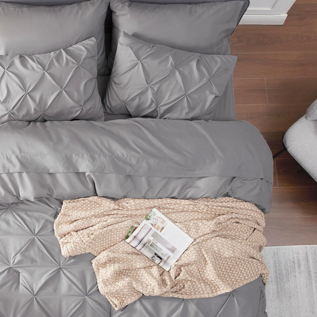 7-Piece King Comforter Set & Sheets, Grey King Bedding