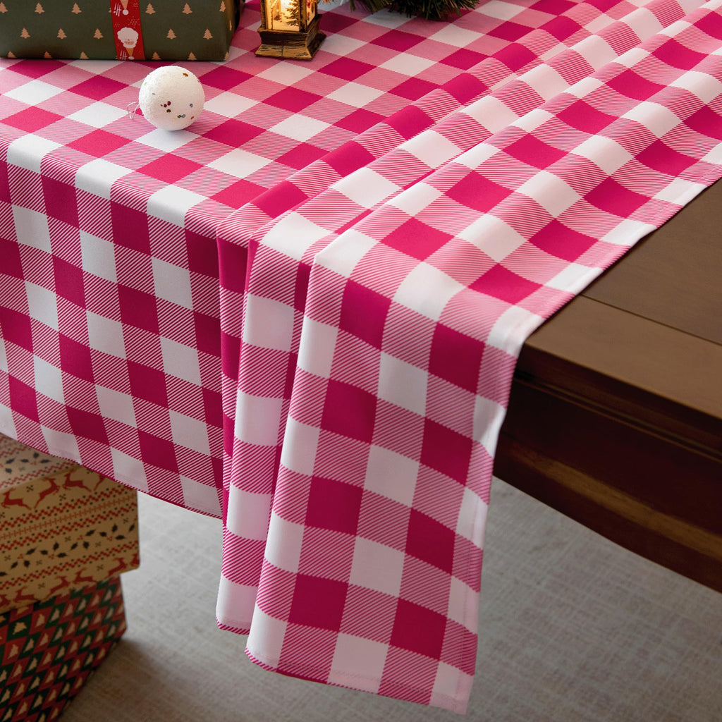 Waterproof Checkered Tablecloth Fabric - Rectangle 58x84 Inch Valentines Table Cloth for Indoor/Outdoor Use