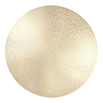Gold Round Placemats Set of 8, 15 Inch Gold Metallic Hollow Vinyl Round Placemat, Washable Wipe Clean Kitchen Dining