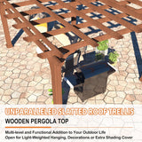 10x12 FT Wooden Pergola, Cedar Wood Gazebo with Flat Roof, O - Image 6