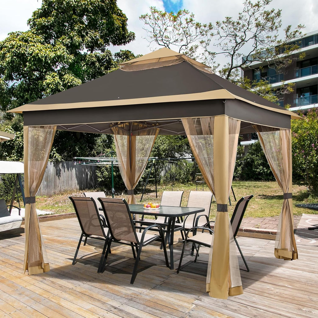 11x11 Pop Up Gazebo Outdoor Canopy Shelter, Instant Patio Gazebo Sun Shade Canopy Tent with 4 Sandbags