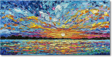 Art Hand-painted Sea Sunrise landscape Modern Abstract Oil painting Large Canvas Art Hall Bedroom Office Wall