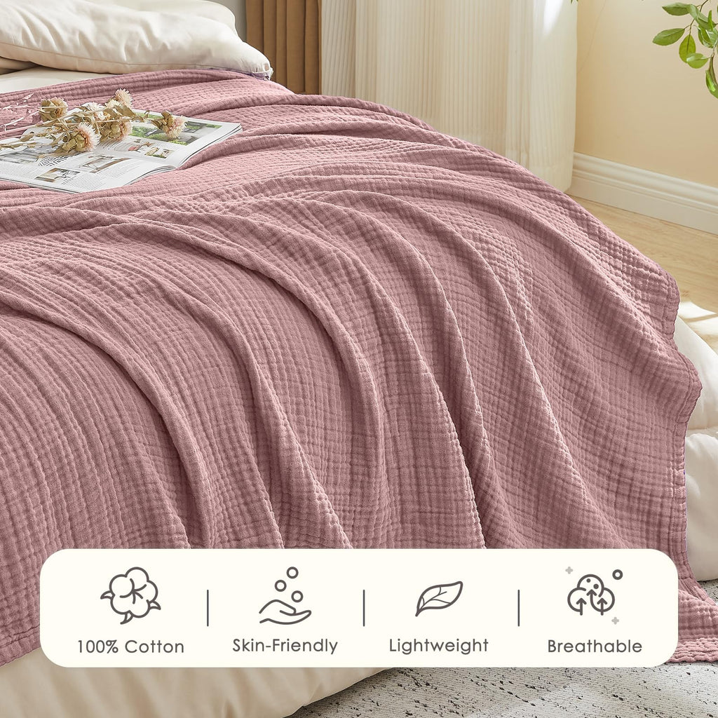 Muslin Blankets Adults Large Throw Blanket Couch Dusty Pink 50" x 71"