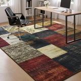 6x9 Washable Geometric Area Rug, Modern Non-Slip Carpet for Living Room Bedroom Multi