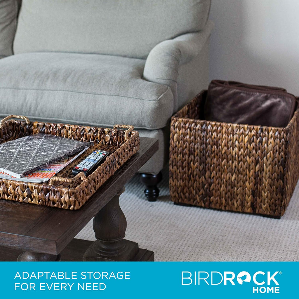 Woven Storage Cube - Abaca Seagrass Decorative Ottoman - Living Room Side Table - Store Blankets Pillows Magazines