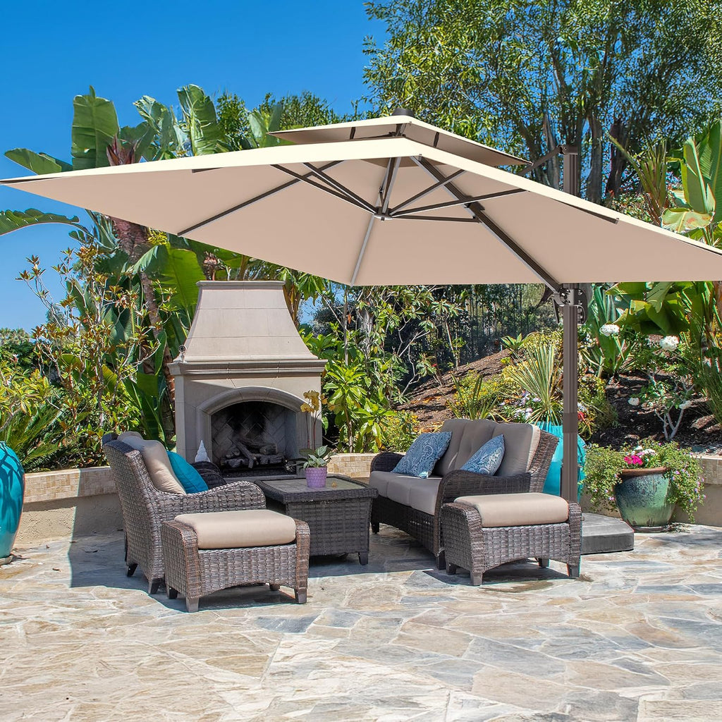 10x13FT Cantilever Outdoor Patio Umbrellas, Double Top Large Rectangle Umbrella
