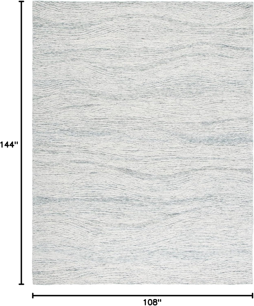 Metro Area Rug - 9' x 12', Blue & Ivory, Handmade Modern Wool