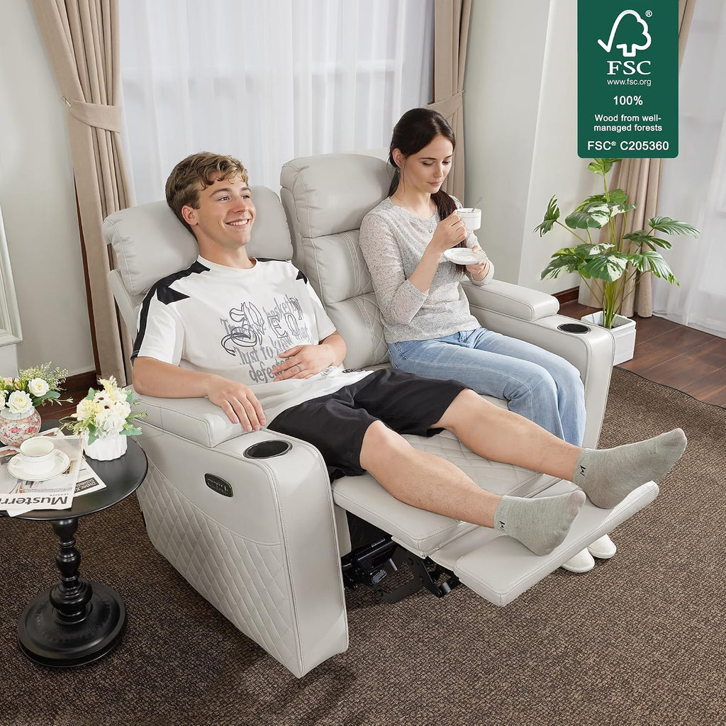 MCombo 55.1'' Power Loveseat Recliner for Adults, Home Theater Seating with Power Headrest, FSC Certified