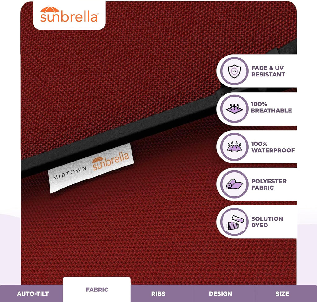 The Lean 9 Ft Patio Umbrella with Fade-Resistant Sunbrella Fabric