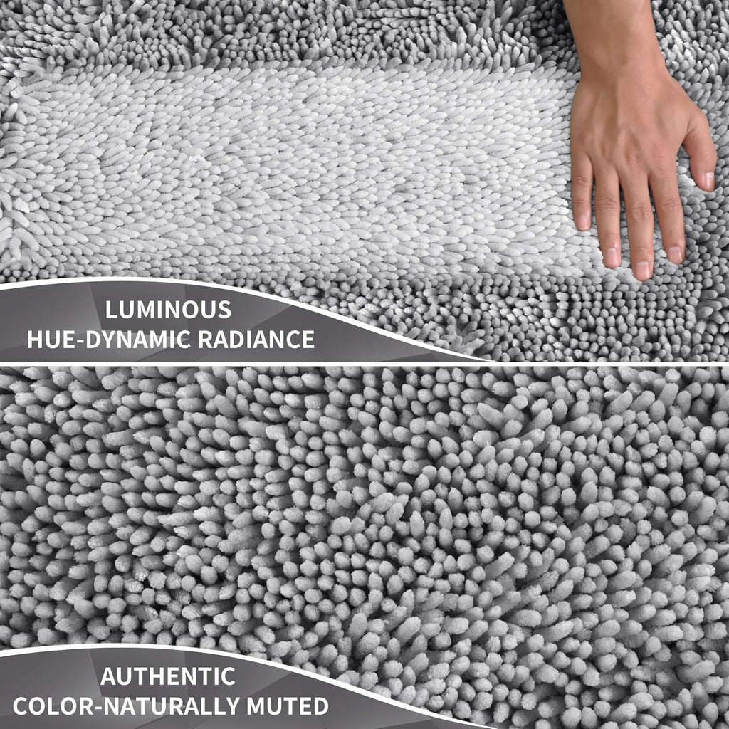 Bathroom Rug Set 2 Piece, Luxury Shaggy Bath Mat Set with Non Slip Backing, Ultra Soft & Absorbent Mats Floor