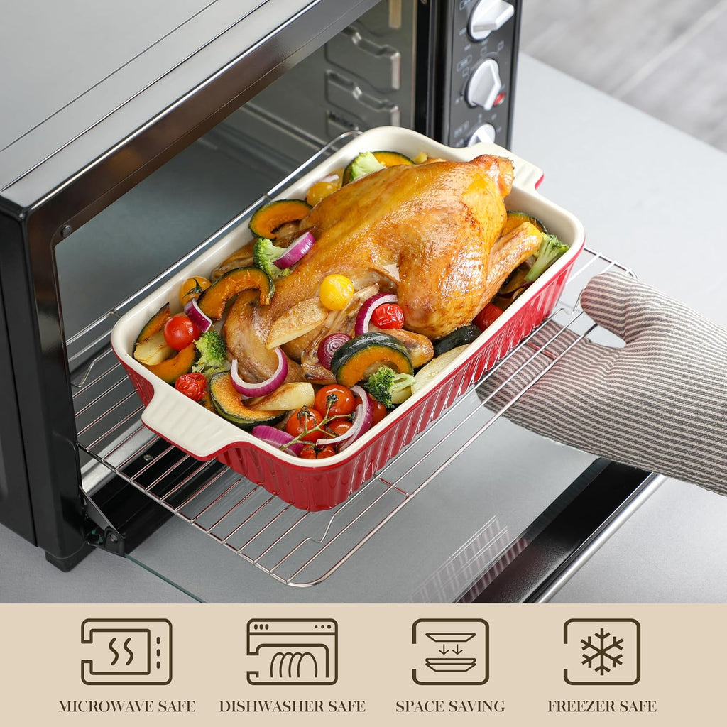 Bakeware Set of 4, Porcelain Pans Set for Oven, Casserole Dish, Ceramic Rectangular Dish Lasagna Pans for Cooking