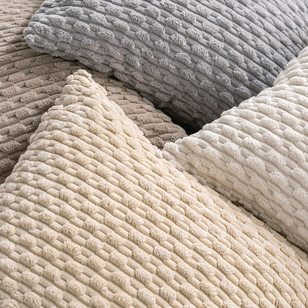 Set of 4 Neutral Decorative Throw Pillow Covers 18x18 Inch Corduroy Pillow Covers
