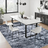 5x7 Washable Abstract Area Rug, Modern Low Pile Non-Slip Carpet for Living Room Bedroom Black