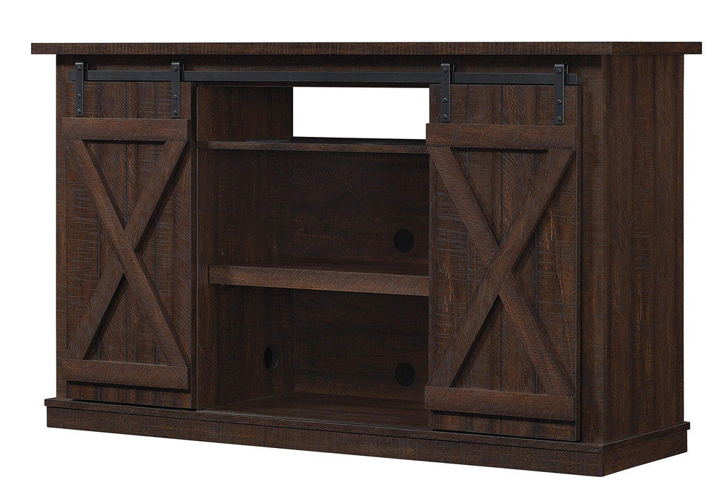 Sliding Barn Door TV Stand, Sawcut Espresso