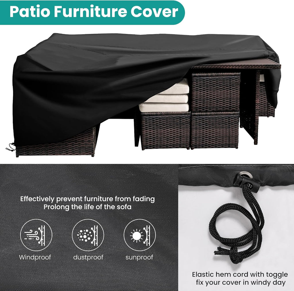Patio Furniture Set, 7 Pieces Outdoor Patio Furniture with Dining Table&Chair, All Weather Wicker Conversation Set