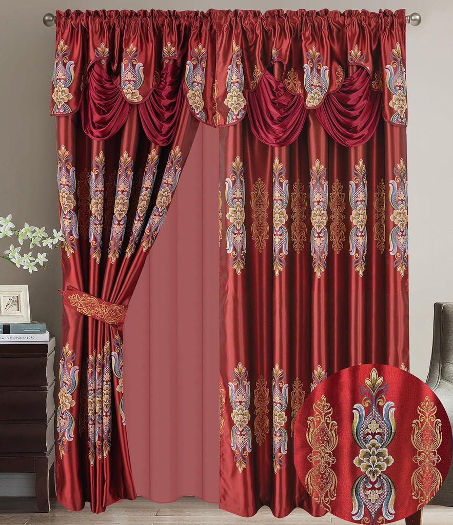 Regal Regalia Jacquard Blackout Curtains,Set of 2 Panels,W60"*L86,80% Light Blocking Window Drapes with Gold Floral