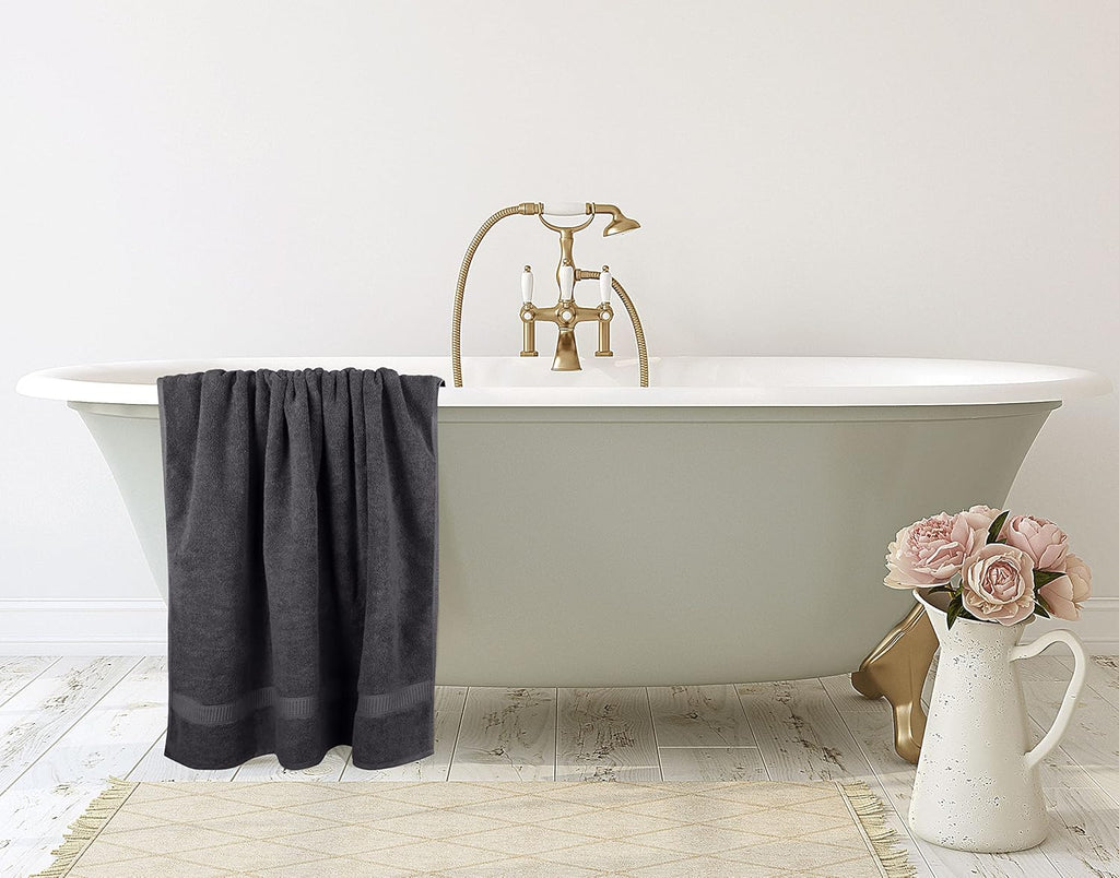 Jumbo Bath Sheets, 2 Pack, 35x70 in, 600 GSM Cotton, Grey | Extra Large Ring Spun Cotton Bath Sheets - Soft, Plush