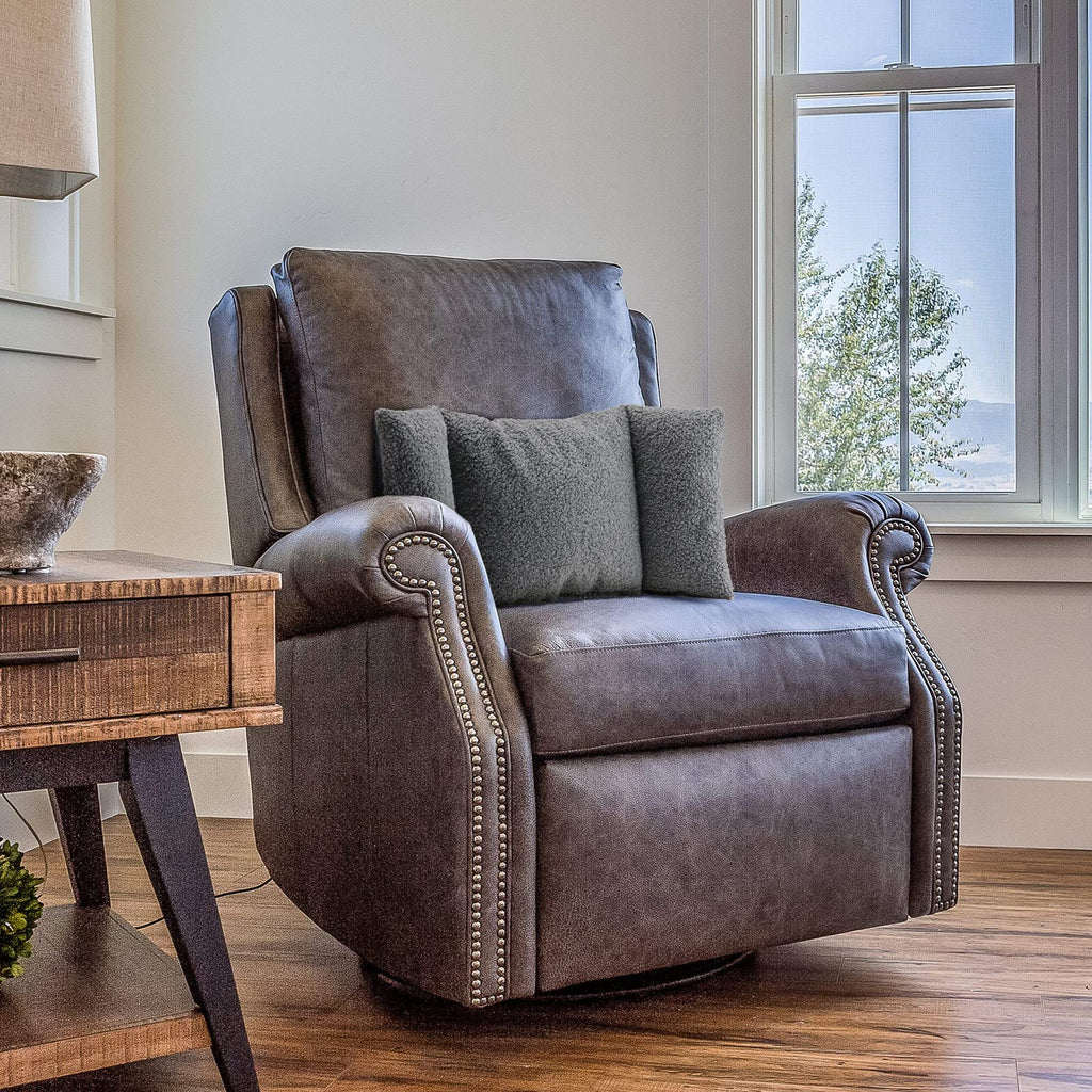 Fleece Lumbar Support Pillow 3 Section Chair, Gray