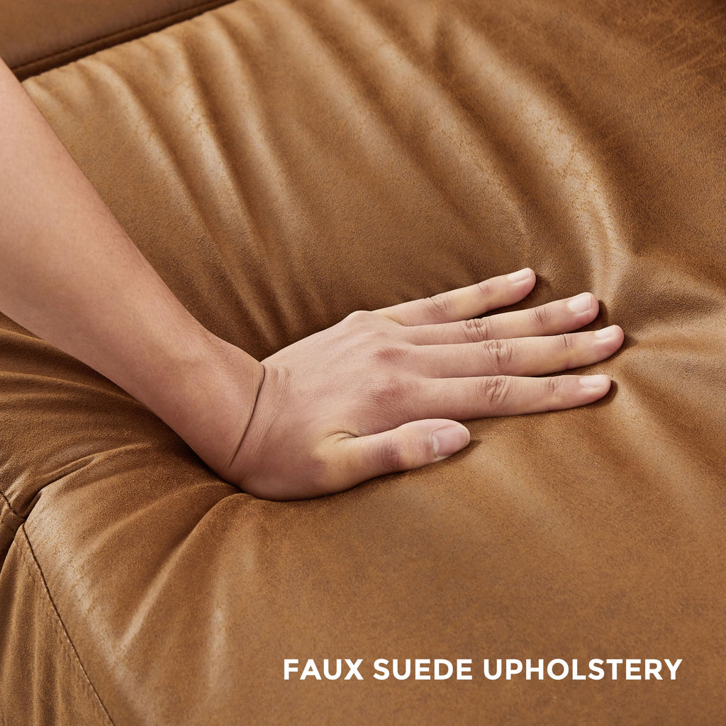 Faux Leather Couch with Reversible Chaise, Brown