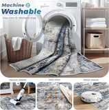 Area Rugs 8x10 for Living Room: Washable Rug Modern Abstract Neutral Soft Non-Slip Low-Pile Indoor Large Carpet for