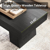 Farmhouse Coffee Table, 47 Inches Wooden Rectangular Accent Center Tables with Thick Base