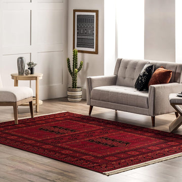 Billie Red Medallion Power Loomed Area Rug