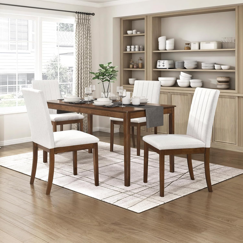 55.5" Dining Table for 4, Modern Rectangular Dining Room Table, Wood Dining Table, Modern Wood Table with Solid Wood