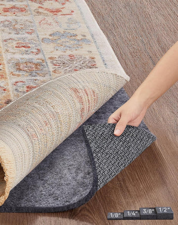 Non Slip Cushioned Rug Pad Gripper, Felt and Silicone Backing, 8 x 10 Ft, 1/4 inch Thick Carpet Liner Protector Mat - Set of 99