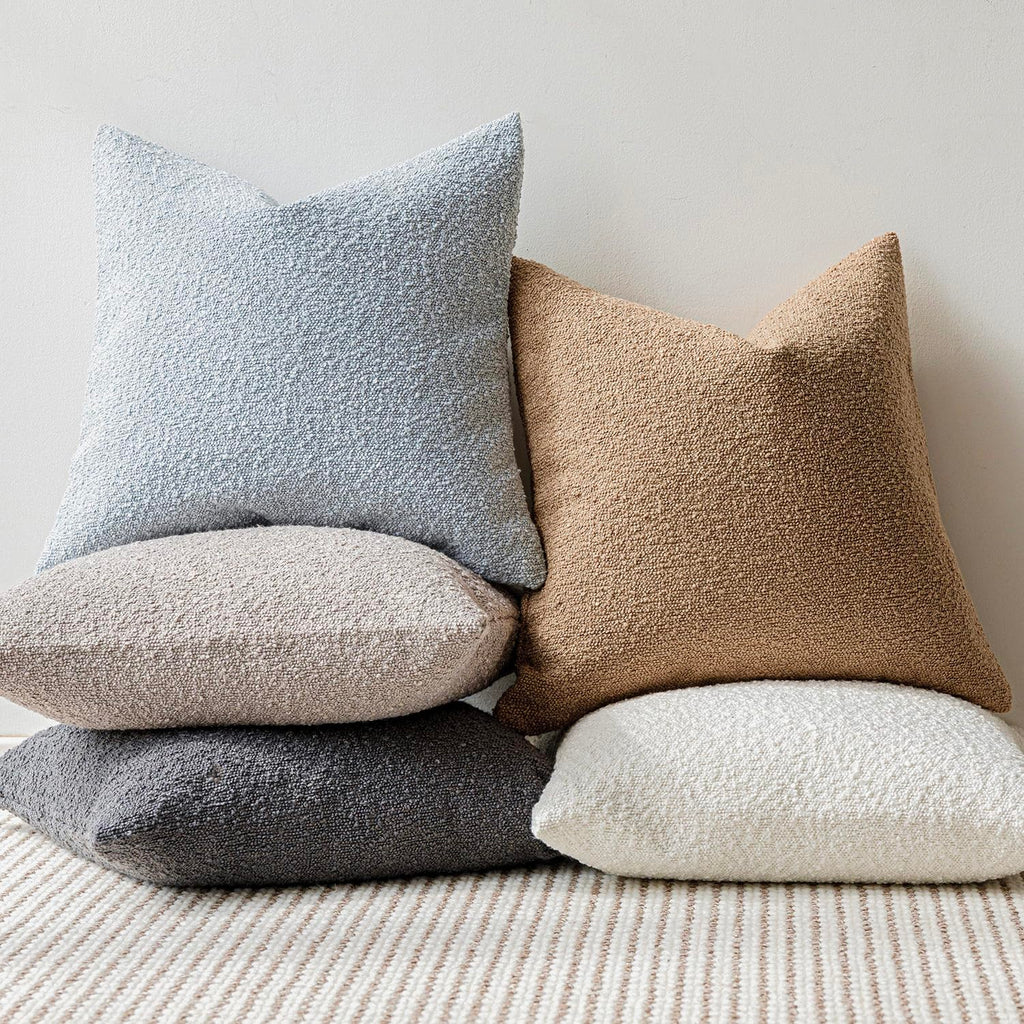 Decorative Textured Boucle Throw Pillow Covers 20x20 Inch, Camel