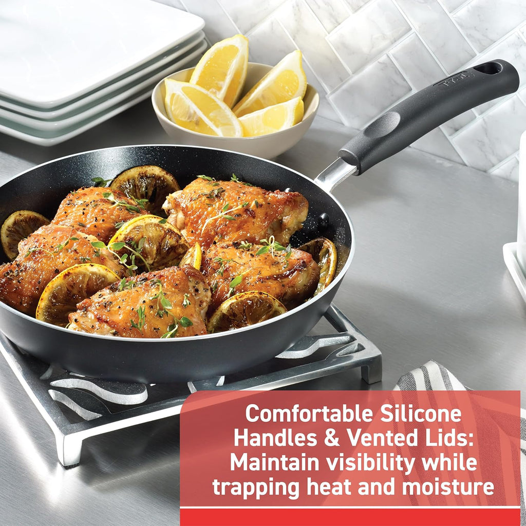 Signature Nonstick Pots and Pans Set 12 Piece, Oven Broiler Safe 350F, Kitchen Cookware Set w/Fry Pans, Saucepans