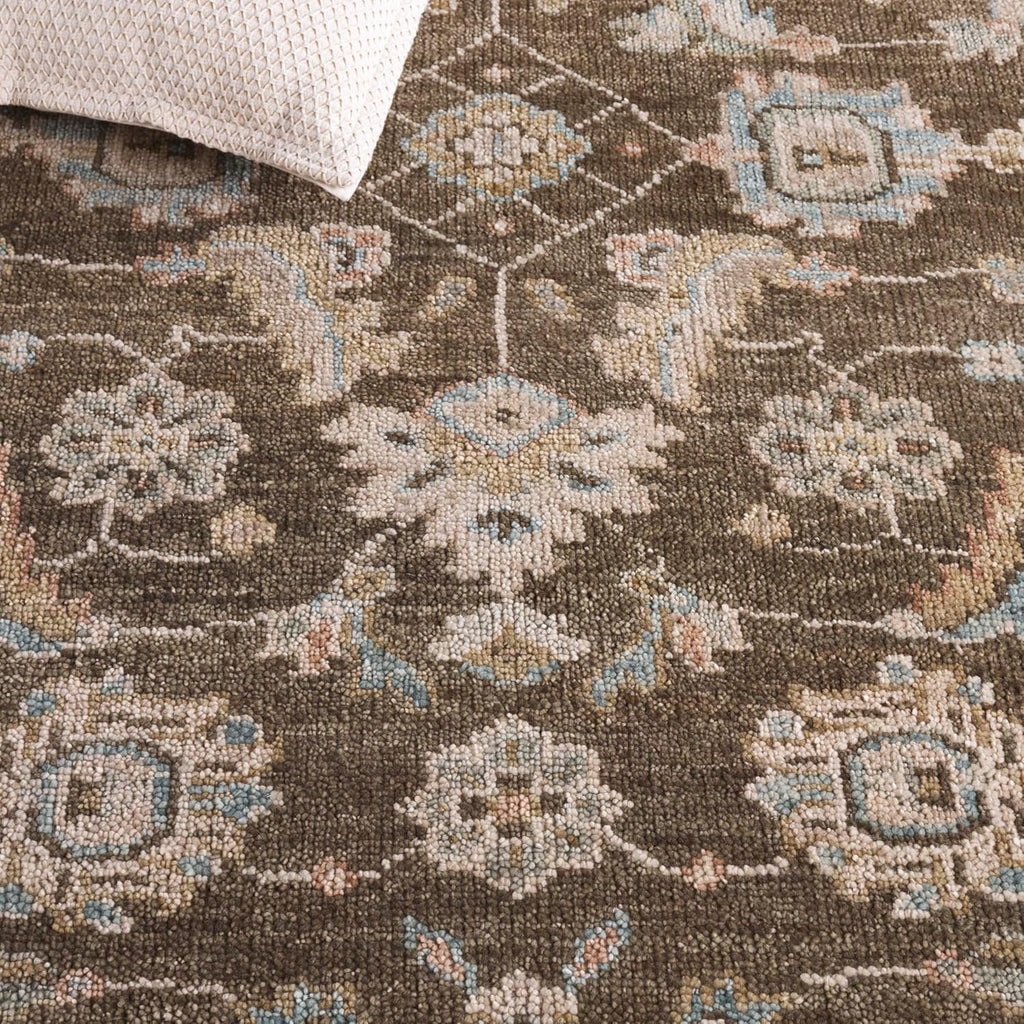Samarkand Area Rug - 9' x 12', Beige & Brown, Hand-Knotted Traditional Oriental Wool