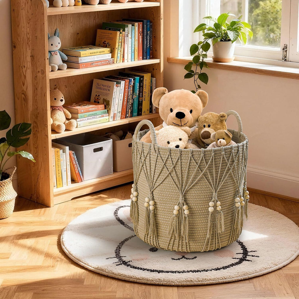 Blanket Basket Decor Storage Basket for Toy Organizer Boho Decor Baskets for Modern Farmhouse Decor Small Laundry