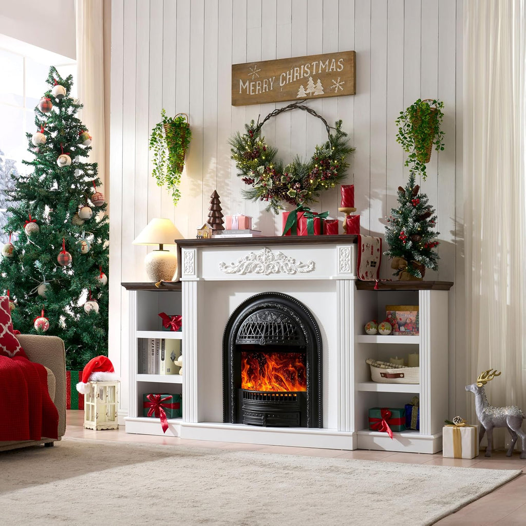 78" Electric Fireplace with Mantel, Electric Fireplace Heater, Fireplaces TV Stand w/Freestanding for TVs Up to 90"
