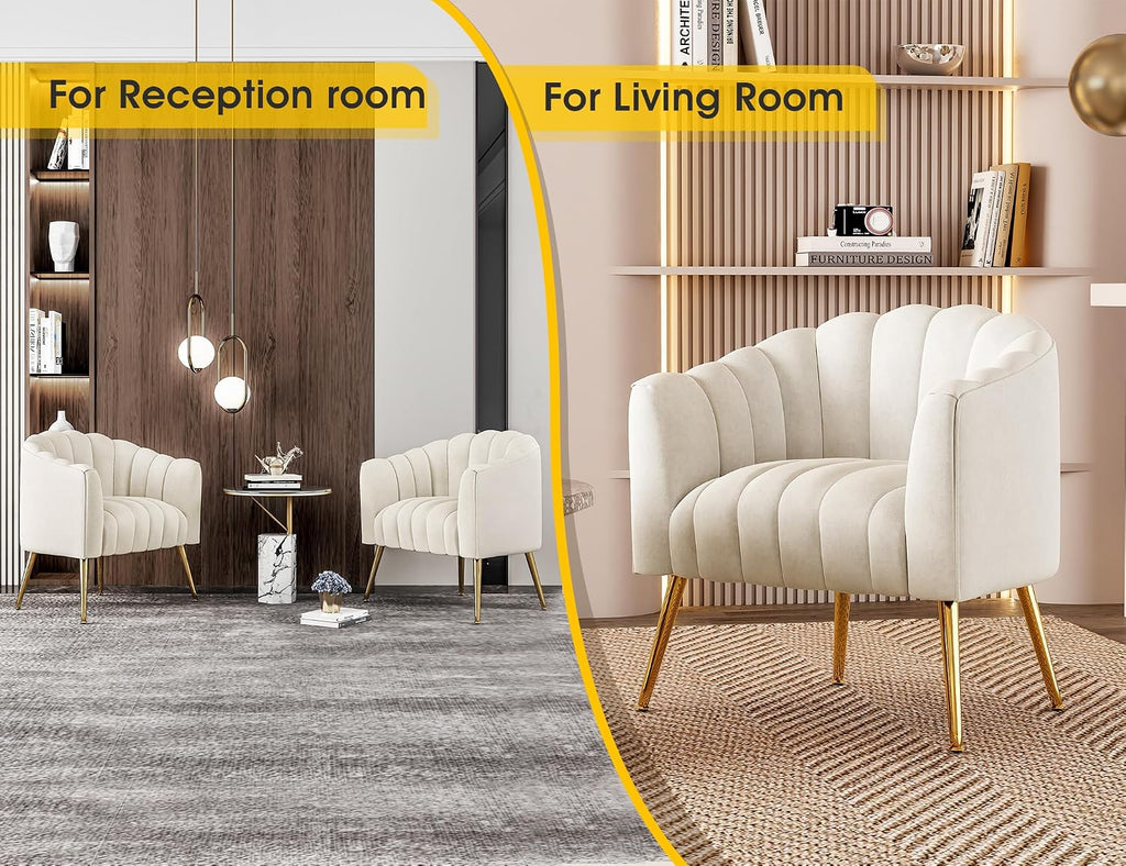 Oversized Pumpkin Couch Accent Chair, Modern Comfy Velvet Upholstered Barrel Chairs, Luxury Single Sofa Armchair