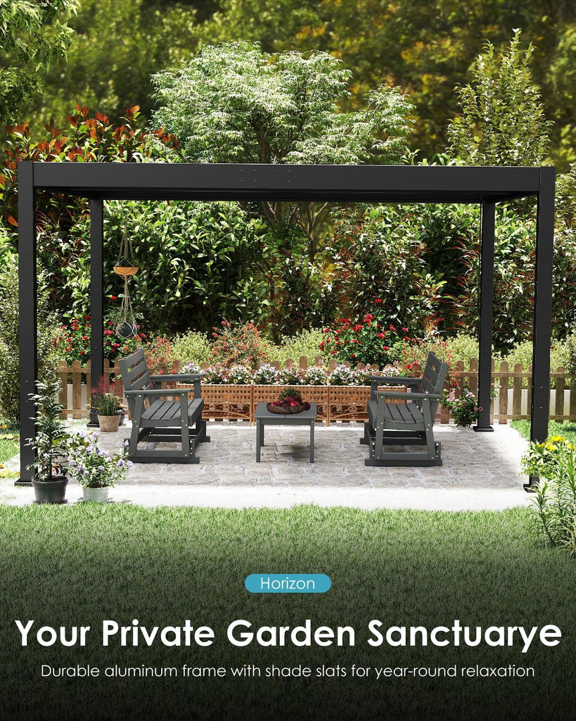 Louvered-Pergola | 10’ x 13’ | Patio Pergolas with Adjustable Roof | Hidden Drainage System | Outdoor