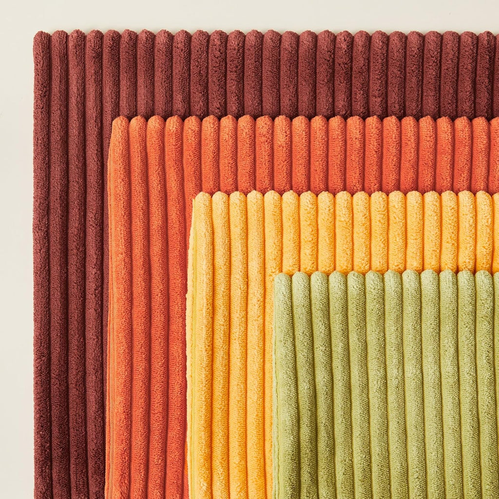 Fall Burnt Orange Decorative Throw Pillows Covers 18x18 Inch Set of 4,Yellow Green Gradient Series Corduroy Striped