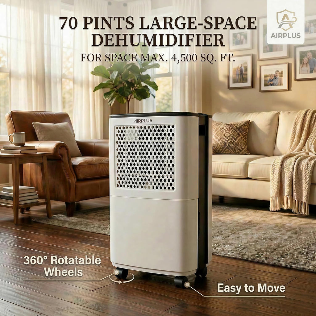 4500 Sq. Ft Dehumidifiers for Home, 70 Pints Dehumidifier for Basement with Drain Hose, Continuous Drainage