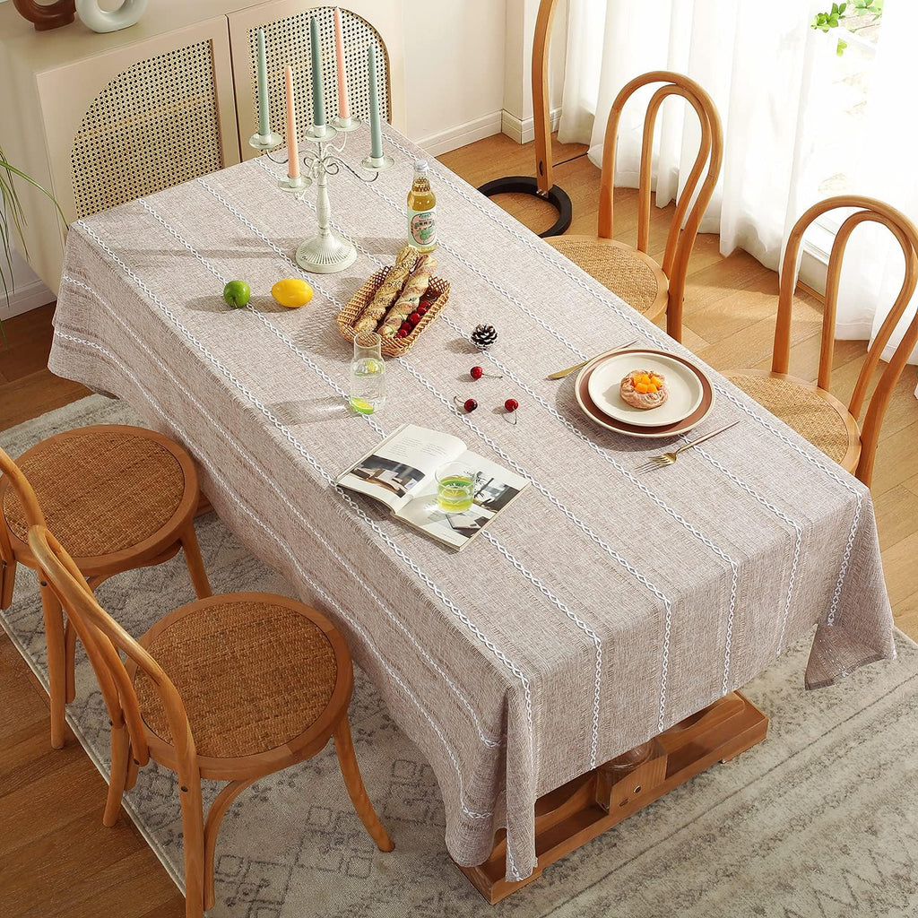 60 x 84 inches Farmhouse Style Linen tablecloths, Wrinkle Resistant Washable Dining Room Table Cloth