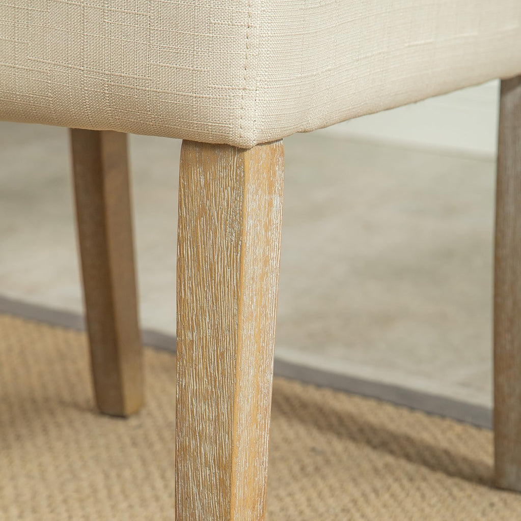 Solid Wood Tufted Parsons Dining Chair (Set of 2), Tan