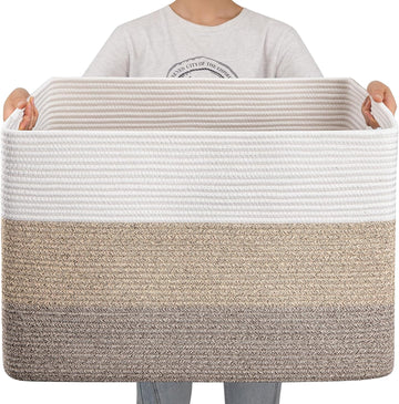 108L Extra Large Blanket Basket Dog Toy Basket Gradient Brown