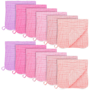 12 Pack Muslin Burp Cloths - Large 20" x 10", Ultra Absorbent 100% Cotton for Baby Drool and Messes - Soft, Gentle