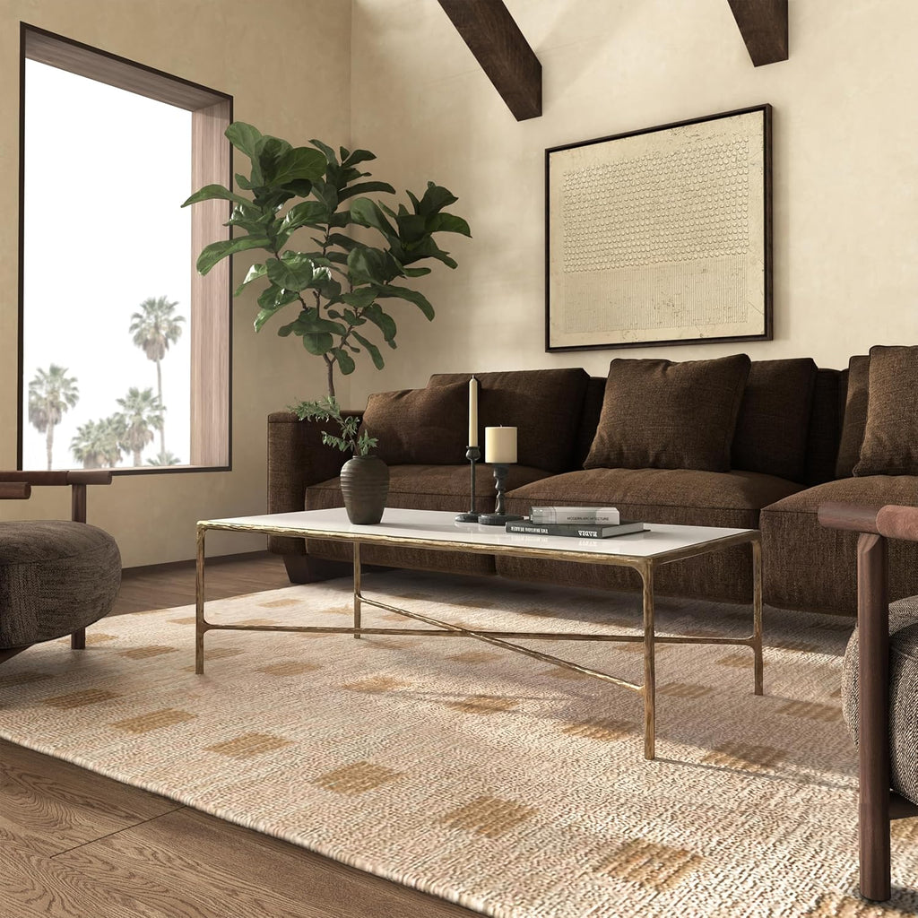 Couture Collection Jessa Brass/Glass Top Rectangle Coffee Table (Fully Assembled)