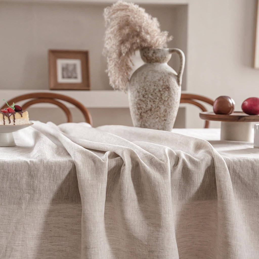 100% Pure Linen Tablecloths 60x144 Inches- Machine Washable Rectangular Tablecloth for Dining, Parties, Picnic