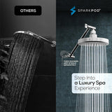 Round Rain Shower Head with Extension Arm - Height Adjustable Shower Head with High Pressure Performance