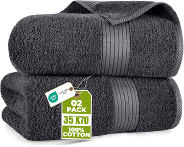 Extra Large Bath Sheets, 2 Pack, 35x70 In, Cotton, Plum | Soft Lightweight Ring Spun Cotton Shower Towel Set - Highly